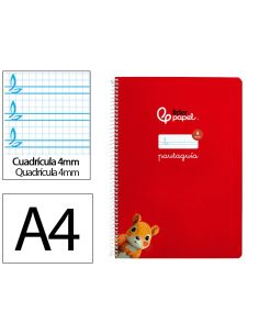 Cuaderno Espiral Liderpapel A4 Pautaguia Tapa Blanda 80H 75Gr Cuadro Pautado 4Mm Color Rojo