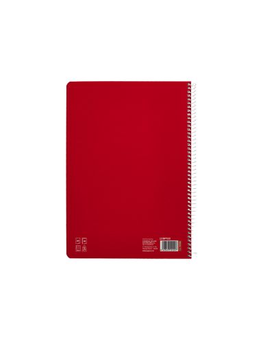 Cuaderno Espiral Liderpapel A4 Pautaguia Tapa Blanda 80H 75Gr Cuadro Pautado 5Mm Color Rojo