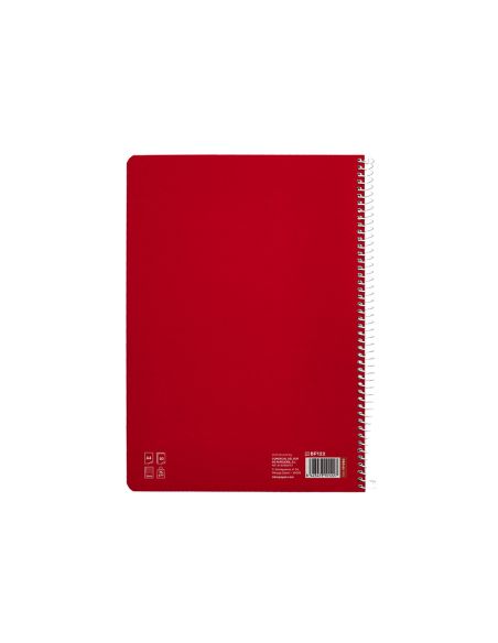 Cuaderno Espiral Liderpapel A4 Pautaguia Tapa Blanda 80H 75Gr Cuadro Pautado 5Mm Color Rojo