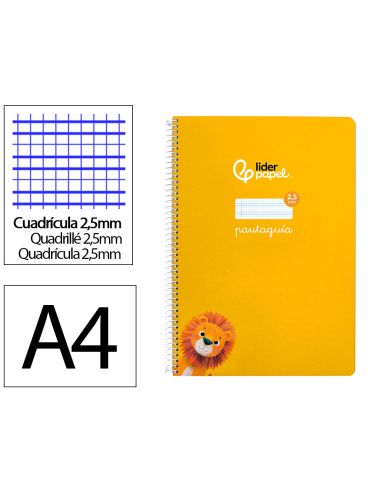 Cuaderno Espiral Liderpapel A4 A4 Pautaguia Tapa Dura 80H 90 Gr Cuadro Pautado 2,5 Mm Color Amarillo