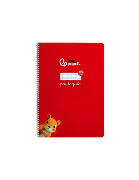 Cuaderno Espiral Liderpapel A4 Pautaguia Tapa Dura 80H 90 Gr Cuadro Pautado 2,5Mm Color Rojo