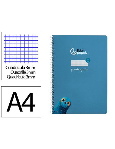 Cuaderno Espiral Liderpapel A4 Pautaguia Tapa Dura 80H 90 Gr Cuadro Pautado 3Mm Color Azul|Libreriasalesiana