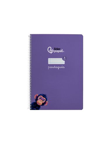 Cuaderno Espiral Liderpapel A4 Pautaguia Tapa Dura 80H 90 Gr Cuadro Pautado 3Mm Color Lila