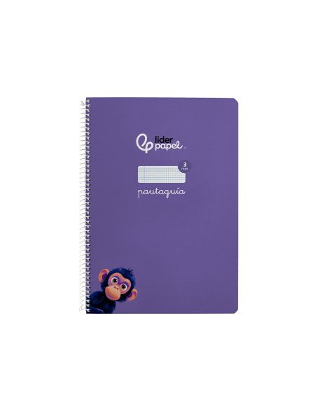 Cuaderno Espiral Liderpapel A4 Pautaguia Tapa Dura 80H 90 Gr Cuadro Pautado 3Mm Color Lila