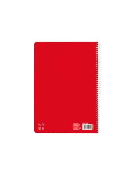 Cuaderno Espiral Liderpapel A4 A4 Pautaguia Tapa Dura 80H 90 Gr Cuadro Pautado 3Mm Color Rojo