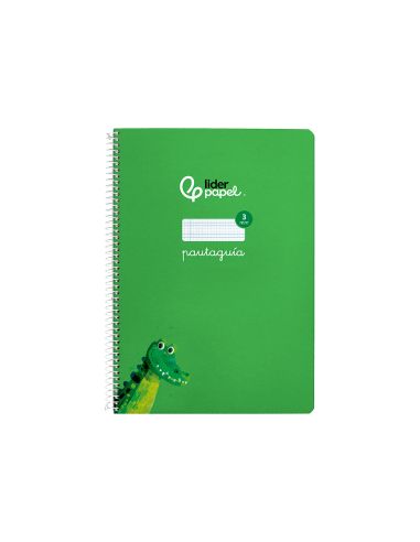 Cuaderno Espiral Liderpapel A4 Pautaguia Tapa Dura 80H 90 Gr Cuadro Pautado 3Mm Color Verde