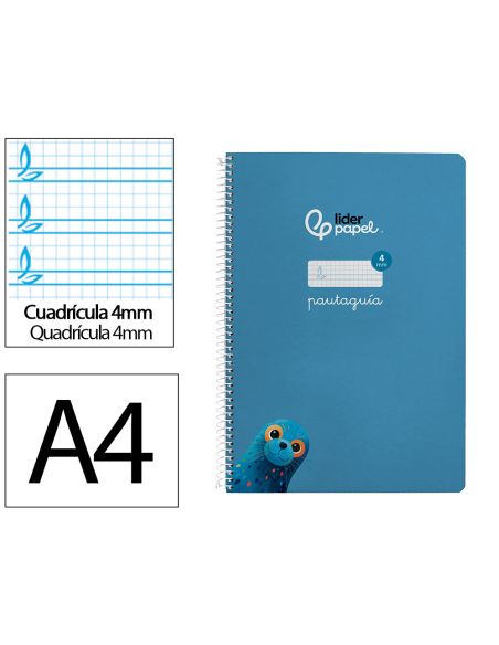 Cuaderno Espiral Liderpapel A4 Pautaguia Tapa Dura 80H 90Gr Cuadro Pautado 4Mm Color Azul
