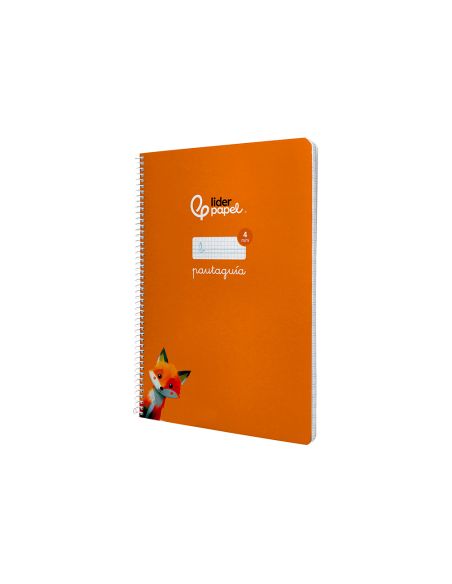 Cuaderno Espiral Liderpapel A4 Pautaguia Tapa Dura 80H 90Gr Cuadro Pautado 4Mm Color Naranja
