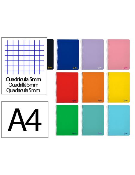 Cuaderno Espiral Liderpapel A4 Smart Tapa Blanda 80H 75Gr Cuadro 5 Mm Con Margen Colores Surtidos