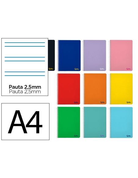Cuaderno Espiral Liderpapel A4 Smart Tapa Blanda 80H 75Gr Pauta 2,5Mm Con Margen Colores Surtidos|Libreriasalesiana