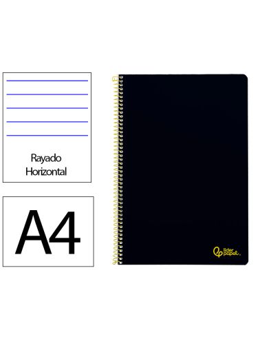 Cuaderno Espiral Liderpapel A4 Smart Tapa Blanda 80H 75Gr Rayado Horizontal Con Margen Color Negro