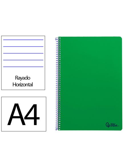 Cuaderno Espiral Liderpapel A4 Smart Tapa Blanda 80H 75Gr Rayado Horizontal Con Margen Color Verde