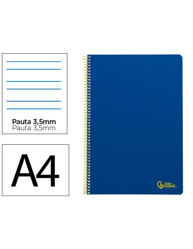 Cuaderno Espiral Liderpapel A4 Smart Tapa Blanda 80H 75Gr Pauta 3,5Mm Con Margen Color Azul Oscuro