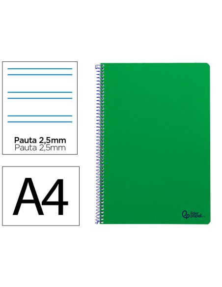 Cuaderno Espiral Liderpapel A4 Smart Tapa Blanda 80H 75Gr Pauta 3,5Mm Con Margen Color Verde