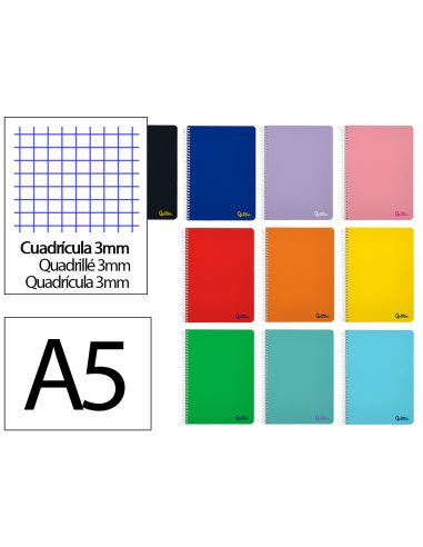 Cuaderno Espiral Liderpapel A5 Smart Tapa Blanda 80H 75Gr Cuadro 3Mm Con Margen Colores Surtidos
