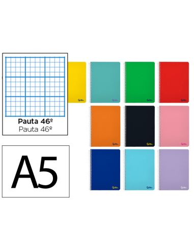 Cuaderno Espiral Liderpapel A5 Smart Tapa Blanda 80H 75Gr Rayado Nº46 Colores Surtidos
