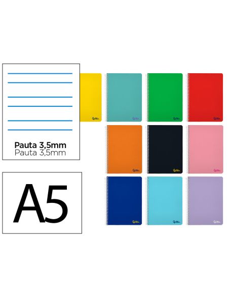 Cuaderno Espiral Liderpapel Din A5 Smart Tapa Blanda 80H 75Gr Rayado Montessori 3,5Mm Colores Surtidos