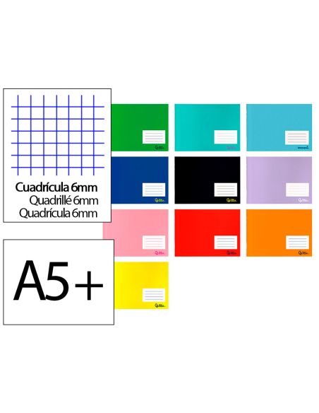 Libreta Liderpapel Smart A5 Plus Apaisado 32 Hojas 75Gr Cuadro 6 Mm Con Margen Colores Surtidos