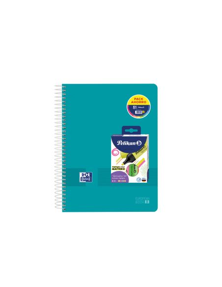 Cuaderno Espiral Oxford Europeanbook 8 Tapa Polipropileno Live&Go Din A4+ 120H Cuadro 5 Mm + Pack 4 Rot
