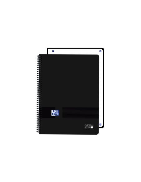 Cuaderno Espiral Oxford Europeanbook 1 Live&Go Tapa Plastico Din A4+ 80 Hojas Cuadro 5 Mm Color Negro|Libreriasalesiana