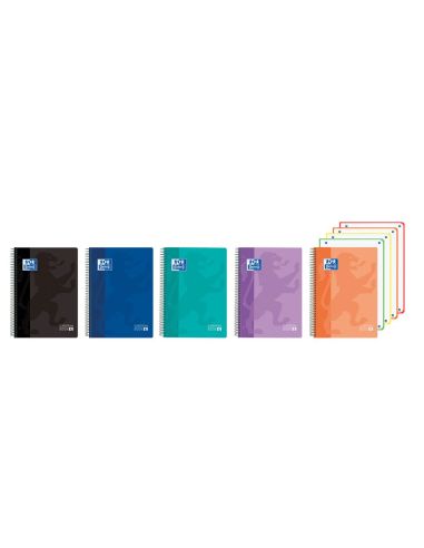 Cuaderno Espiral Oxford Europeanbook 4 Classic Tapa Plastico Din A5+ 120 Hojas Cuadro 5 Mm Colores Vivos|Libreriasalesiana
