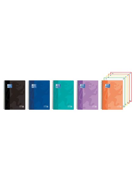 Cuaderno Espiral Oxford Europeanbook 4 Classic Tapa Plastico Din A5+ 120 Hojas Cuadro 5 Mm Colores Vivos|Libreriasalesiana