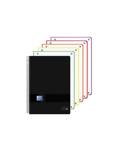 Cuaderno Espiral Oxford Europeanbook 5 Tapa Plastico Din A4+ 120 Hojas Cuadro 5 Mm Color Negro