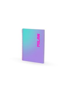 Cuaderno espiral milan coleccion sunset din a4 tapa dura 90 hojas 95 gr cuadricula 5 mm lila