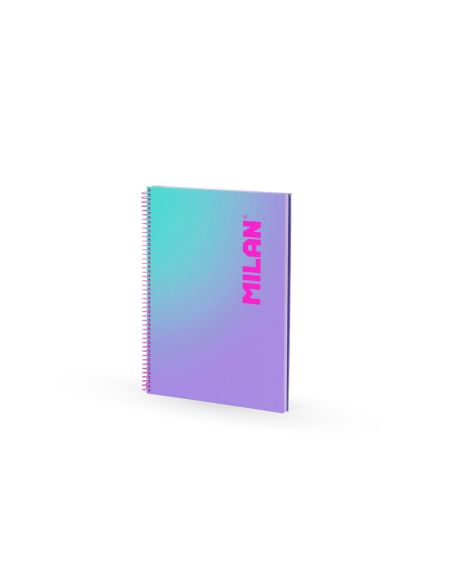 Cuaderno espiral milan coleccion sunset din a4 tapa dura 90 hojas 95 gr cuadricula 5 mm lila