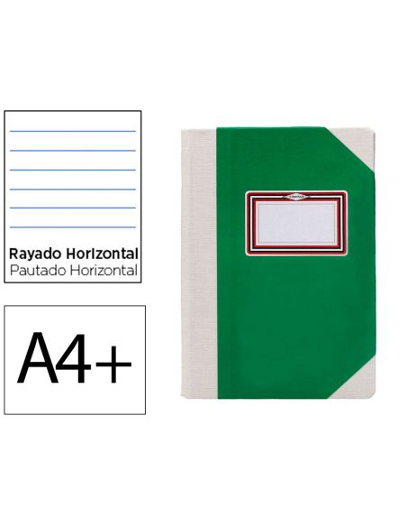 Libro Cartone Cosido Fernandes Flecha Din A4+ Rayado Horizontal 50 Hojas 100 Gr Verde