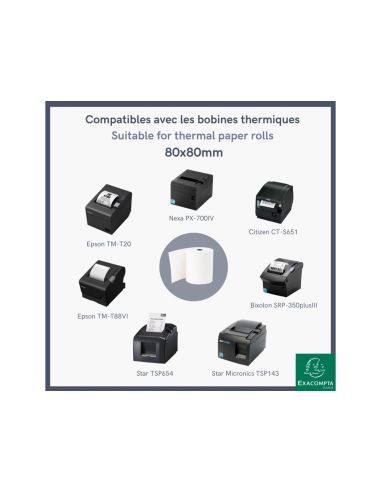 Rollo Sumadora Exacompta Termico 80X70 Mm 48 G/M2 Sin Bpa