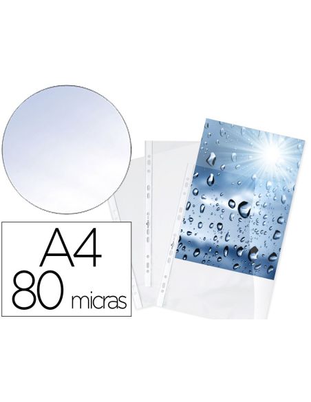 Funda Multitaladro Durable Premium Din A4 Polipropileno 80 Mc Cristal Bolsa De 100 Unidades
