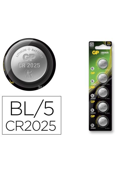 Pila Gp Alcalina Boton Litio Cr2025 Blister De 5 Unidades