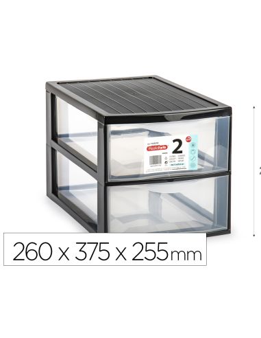 Cajonera Plastiforte Ebro 2 Cajones Color Negro 260X375X255 Mm