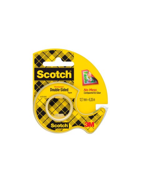 Cinta Adhesiva Scotch 136-D Dos Caras 6,3 Mt X 12 Mm En Portarrollo