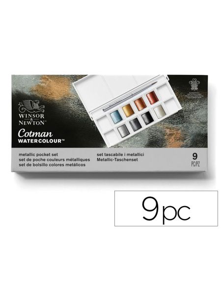 Acuarela Winsor&Newton Caja Metalica Bolsillo Con 8 Colores Metalicos + Pincel