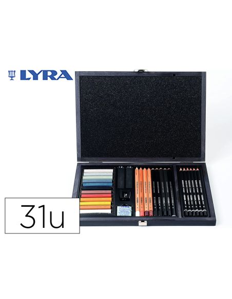 Set Dibujo Lyra Estuche De Madera Con 31 Piezas Surtidas