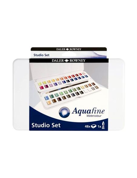 Acuarela Daler Rowney Aquafine Caja Metalica De 48 Colores Surtidos Con Pincel
