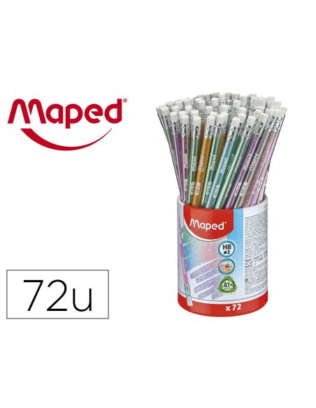 Lapices De Grafito Maped Plastico Glitter Deco Hb Con Goma 72 Colores Surtidos