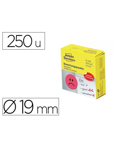 Etiqueta Adhesiva Avery Smile Rojo Triste 19 Mm Rollo De 250 Unidades