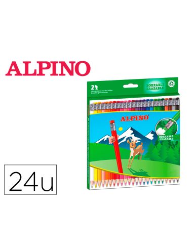 Lapices De Colores Alpino Borrable Caja De 24 Unidades Colores Surtidos