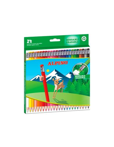 Lapices De Colores Alpino Borrable Caja De 24 Unidades Colores Surtidos