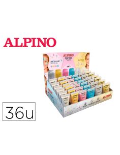 Expositor Alpino Gel Maquillaje 24 Glittter Gel Metalico + 12 Glitter Gel
