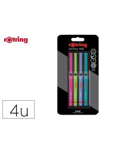 Rotulador Rotring Fineliner Punta Metalica 0,4 Mm Pack De 4 Colores Surtidos
