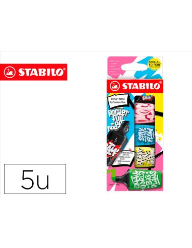 Rotulador Stabilo Boss Mini Fluorescente By Snooze One Estuche De 5 Unidades Colores Surtidos