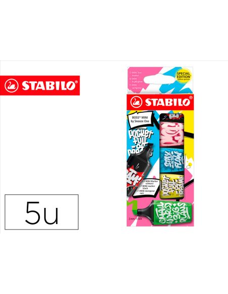 Rotulador Stabilo Boss Mini Fluorescente By Snooze One Estuche De 5 Unidades Colores Surtidos