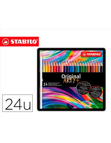 Lapices De Colores Stabilo Acuarelables Original Arty Estuche Metalico De 24 Colores Surtidos