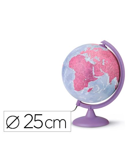 Globo Terraqueo Nova Rico Con Luz Base Y Meridiano Color Morado Diametro 25 Cm