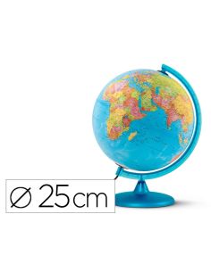 Globo Terraqueo Nova Rico Con Luz Dia Y Noche Base Y Meridiano Color Azul Diametro 25 Cm