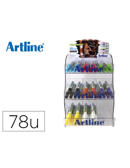 Rotulador Artline Pizarra Epd-4 Opaque Ink Board Punta Redonda 2 Mm Expositor De 78 Unidades Colores Surtidos